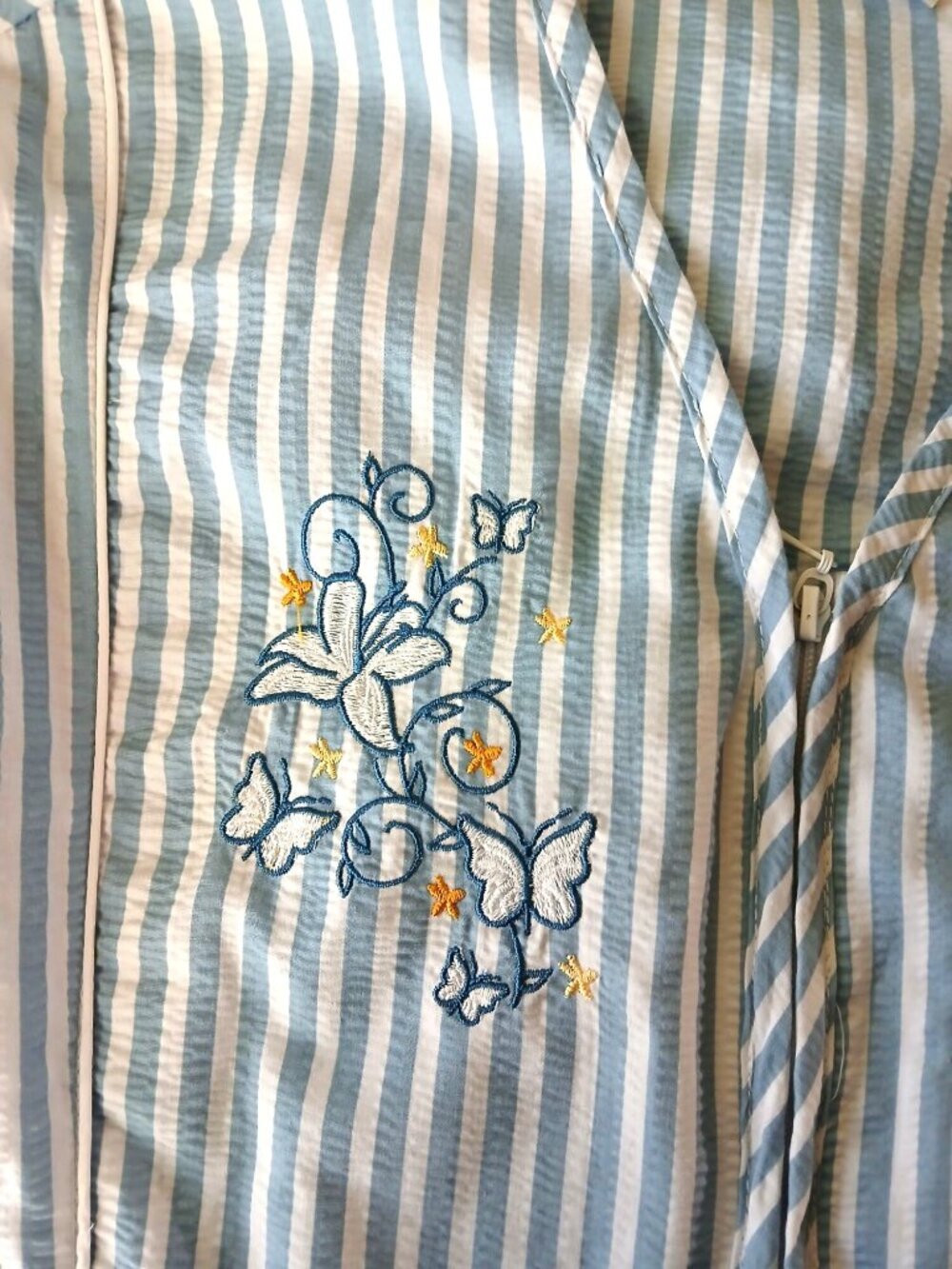 Vintage Collections Blue White Striped Seersucker House Dress Robe Size XXXL 3Xl - Picture 9 of 13